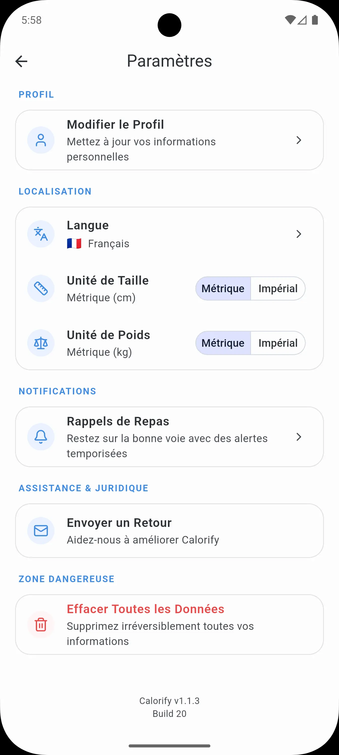 Global Ready Settings Screen